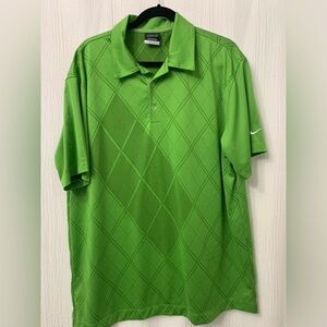 Nike Golf Dri-Fit XL Men's Polo Shirt Green Argyle Short Sleeves